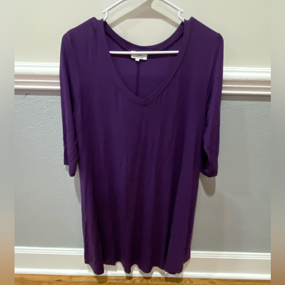 Purple V Neck Purple Dress - PIKO